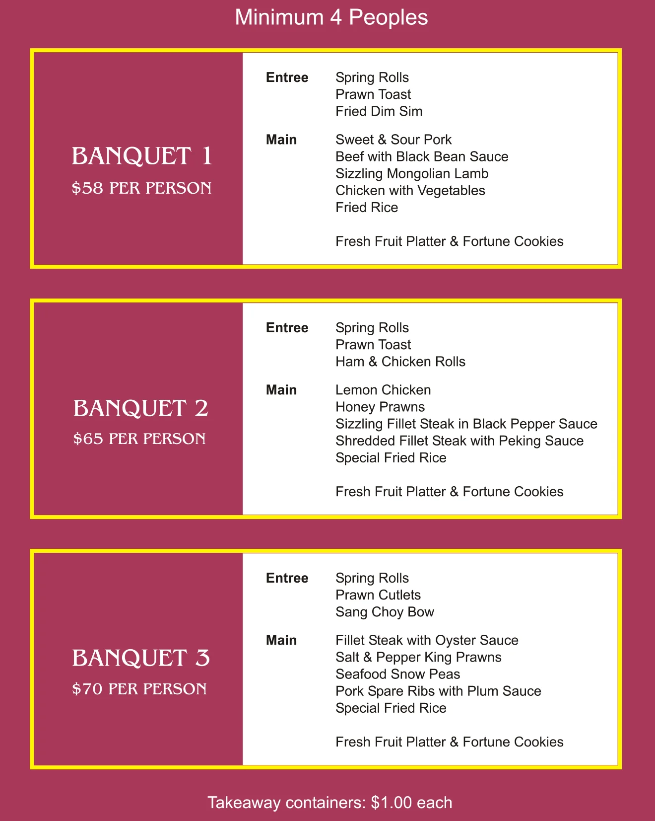 Banquet Menu